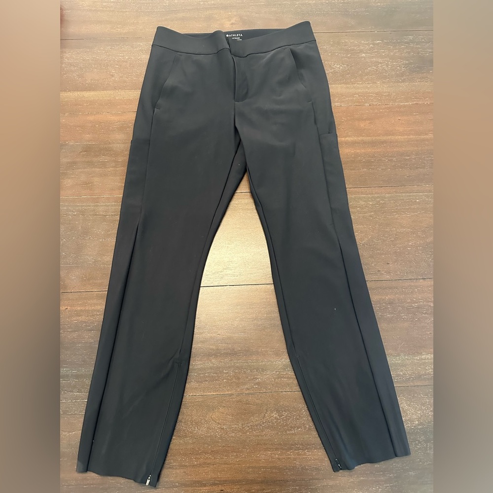 ATHLETA Stellar Trouser  Shale Wrinkle Resistant Pants euc pockets